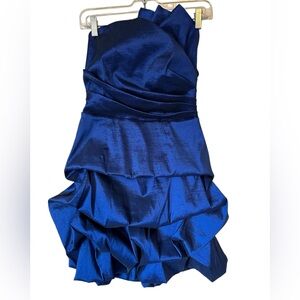 Jolie party cocktail prom puffy dress 90s style bubble hem size S/M royal blue
